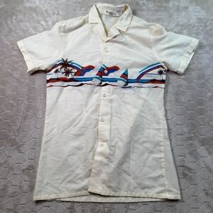 VTG California Board Shirt Breakers Size Small 60s 70s Poly Rayon Surfing